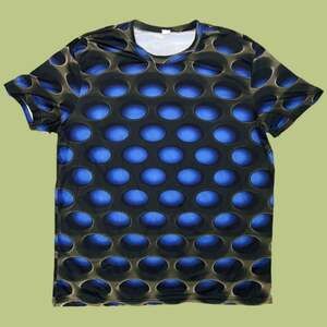 Y2K 3D Optical Illusion Geometric Hole Pattern Graphic Tee